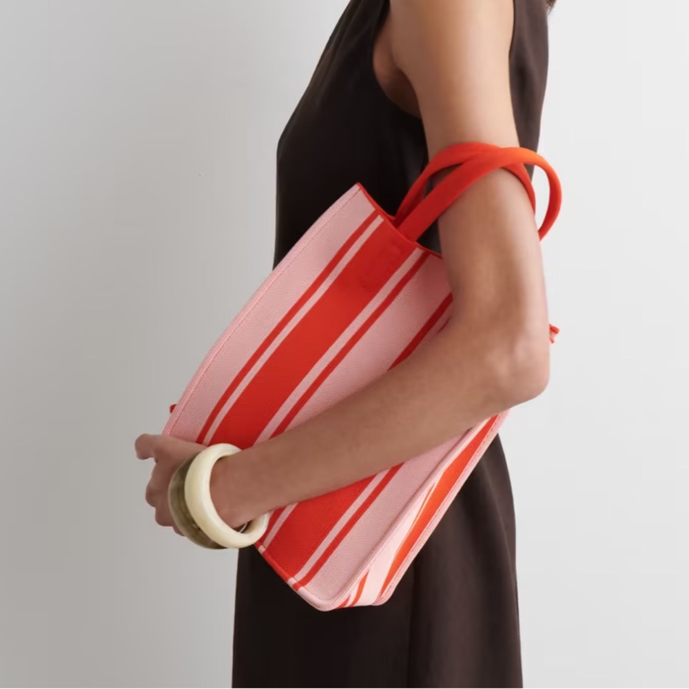 COS Mini Striped Red and Pink Tote Bag